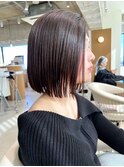 パッツンボブ◎刈り上げボブ/ブラウン◎酸性ストレート髪質改善