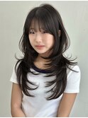 韓国風/レイヤー/前髪カット/オリーブ/透明感/ハッシュカット