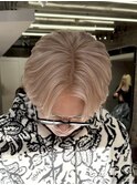 メンズハイトーンホワイトカラートリプルカラーホワイトヘア短髪