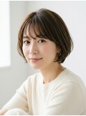 大人の丸みショート×ベージュ