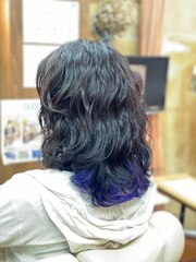 ゆるふわパーマ＆カラー（紫色）