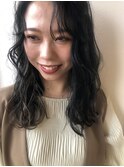 黒髪ゆるふわ巻き
