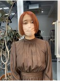 前上がりボブ／オレンジベージュ