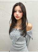 松尾菫菜/レイヤーカット/オリーブベージュ/韓国ヘア