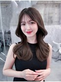 美髪韓国レイヤーイメチェン似合わせワイドバングロングレイヤー