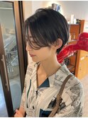 大人ショートボブ丸みショートカットマッシュショート前髪あり