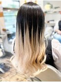 【専門店】ブリーチなしで黒金髪ツートーンバレイヤージュカラー