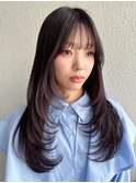 ラベンダーグレー/セミロングレイヤー/シャギーカット/A7