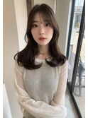 ベージュグレー黒髪レイヤーくびれヘア小顔10代20代30代40代