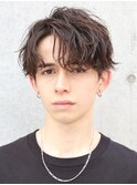 センターパート　シャドウパーマ　ソフトツイストスパイラル