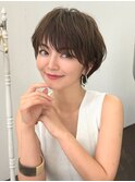 前髪あり耳掛け丸みくびれショートボブ20代30代40代50代(蘭)
