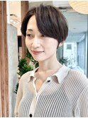 大人ハンサムショート前髪なしショートショートカット30代40代