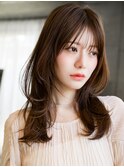 ☆フェミニンロング大人かわいいぱっつん前髪レイヤーカット小顔