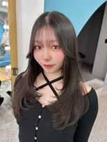 ボタン 熊本(VOTAN)&nbsp;透ける暗髪/レイヤーカット/顔まわり/韓国ヘア/熊本美容室