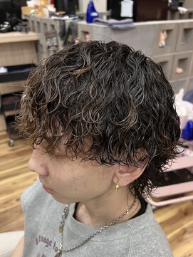 波巻きパーマ×ウルフカット[稲毛/稲毛駅/メンズパーマ]