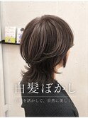 夏カラー白髪ぼかしショート/ハイライト/透明感/40代50代