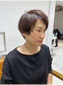 アシメバングショートヘアボリュームオーガニックカラー艶髪