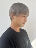 メンズカットケアブリーチシルバーカラー王道ミディアム