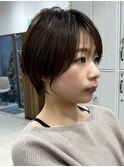 小顔ショートボブカラー大人ショートボブひし形ショートカット