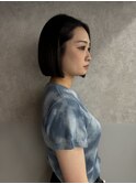 ワイドバング/韓国ヘア/ブルーブラック/外ハネボブ