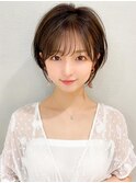 耳かけショートボブ似合わせカット30代40代チェリーブラウン