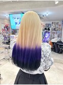 抜きっぱなしカラー裾カラーパープルブラック