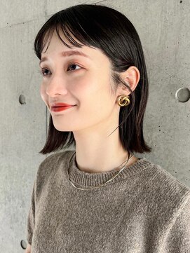 ガーデンヨコハマ(GARDEN YOKOHAMA) 切りっぱなし　大人ボブ　ワイドバング　暗めカラー　黒髪