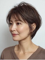 ハーツ(Heart's)&nbsp;白髪ぼかし脱白髪染め似合わせショートボブ40代50代60代