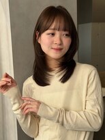 オムニス 表参道(Omnis) 美髪ミディアムレイヤーワンカール韓国ヘア透明感ブラウンカラー