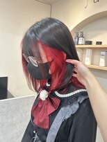 ユウル 横浜(juhl.) インナーカラーレッドイヤリングカラーブリーチダブルカラー横浜