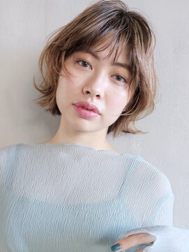 アルバム 渋谷パルコ(ALBUM) 外ハネミニウルフ_セミウェットウェーブオリーブカラー_77067