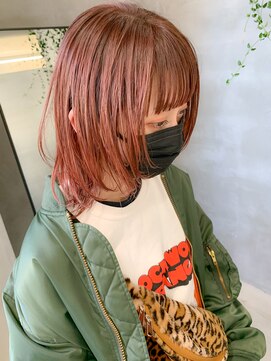 テトヘアー(teto hair) ウルフカット、アプリコット、コーラル、ピンクブラウン