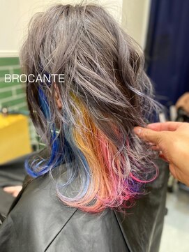 ラトリエ ブロカント 立川北口店(L'atelier BROCANTE) rainbow インナーカラー 虹髪 ホワイティアッシュ ケアブリーチ