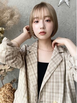 シック(sick) ハイトーンカラー×丸みボブ【 sick 福岡 荒川莉奈 】