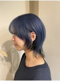 【竹嶋STYLE】ウルフカット×ネイビーブルーカラー