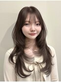 韓国風/レイヤー/小顔/前髪カット/髪質改善/グレージュ/透明感