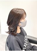 レイヤーカット/シースルーバング/オリーブベージュ
