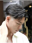 短髪フェード+フェザーパーマ