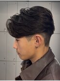 セット簡単なメンズセンターパートフェザーパーマ強め