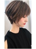 森 小顔前髪×ココアブラウン×大人かわいい×フリンジウェーブ