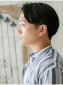 七三オールバック暗髪刈り上げセミウェットヘアa戸田公園