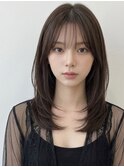 髪質改善ハッシュカット顔周りミディアムレイヤーカットベージュ