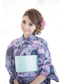 編みこみサイドアップ　浴衣　着付け