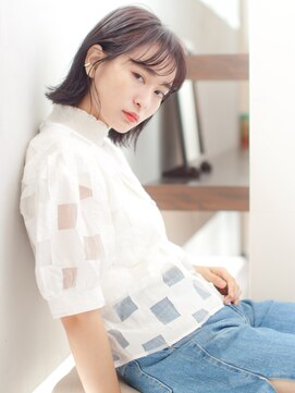 クレール 塚口店(CREER) 黒髪の切りっぱなし外ハネボブ☆無造作なフェザーバング_2