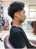 [m]ショートレイヤーソフトツーブロックコンマフェザーマッシュ