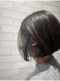 アッシュグレージュ/大人ハイライト/ゆるふわボブ/小顔