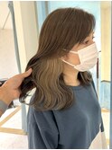 韓国前髪顔周りロング×インナーグレージュ[心斎橋/髪質改善]