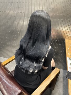 ボアップ 京橋店(boappu) #ブルーブラック#ロングヘア#暗髪#ブリーチ無し#ブルーカラー