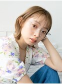 大人可愛い切りっぱなしボブ　ミルクティーベージュ