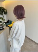 切りっぱなしボブ×モーブピンク